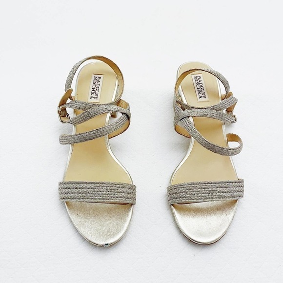 Badgley Mischka Metallic Braided Metallic Espadrille Sandal SZ10 - Picture 7 of 7